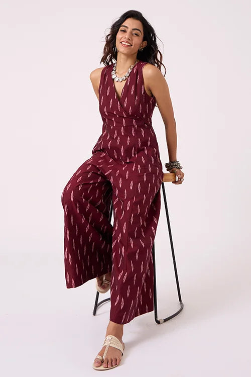 Okhai "Carmine" Pure Cotton Ikat Jumpsuit