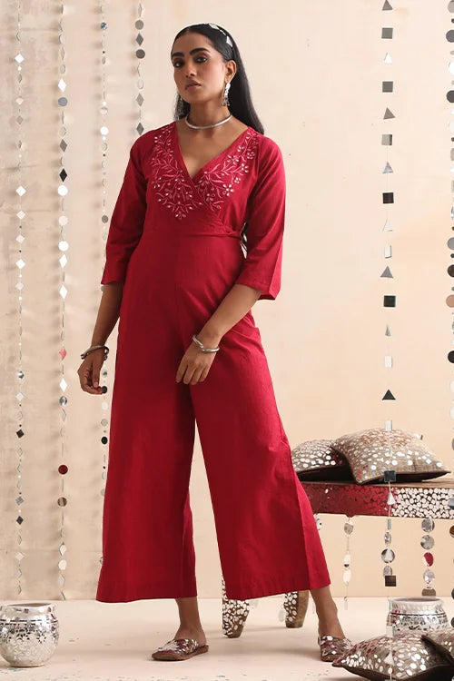 Okhai "Pratibimb" Hand-Embroidered Pure Cotton Jumpsuit
