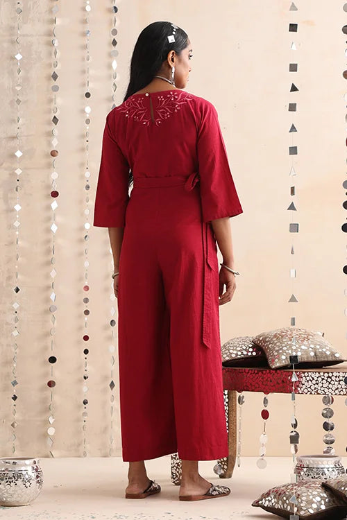 Okhai "Pratibimb" Hand-Embroidered Pure Cotton Jumpsuit