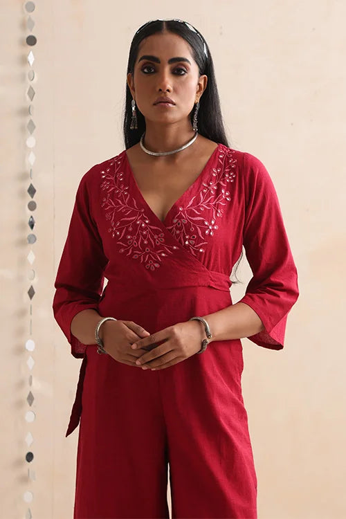 Okhai "Pratibimb" Hand-Embroidered Pure Cotton Jumpsuit