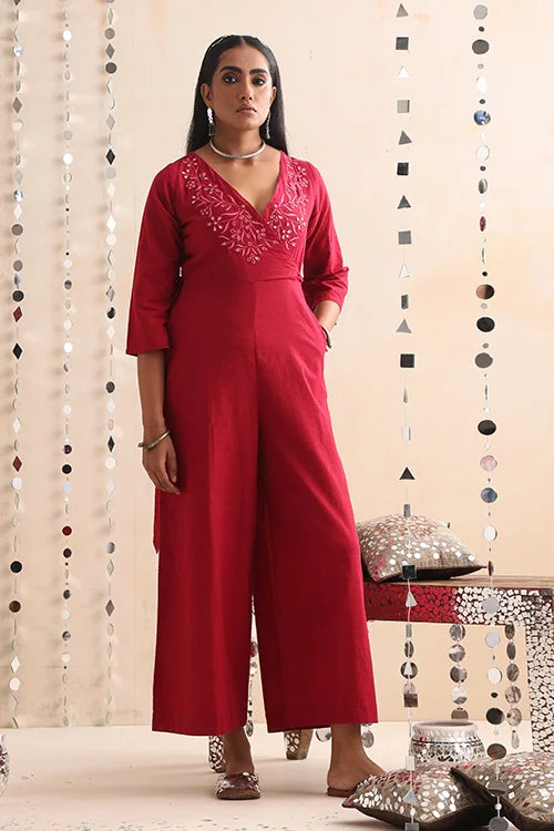 Okhai "Pratibimb" Hand-Embroidered Pure Cotton Jumpsuit