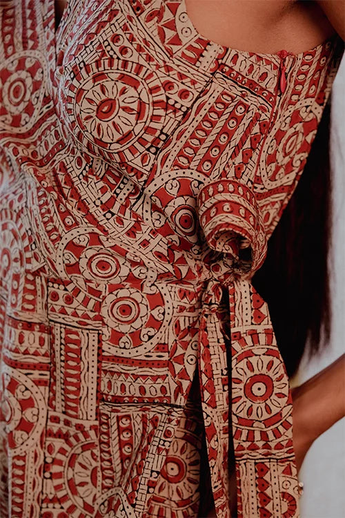 Okhai "Checkmate" Handblock Printed Pure Cotton Jumpsuit