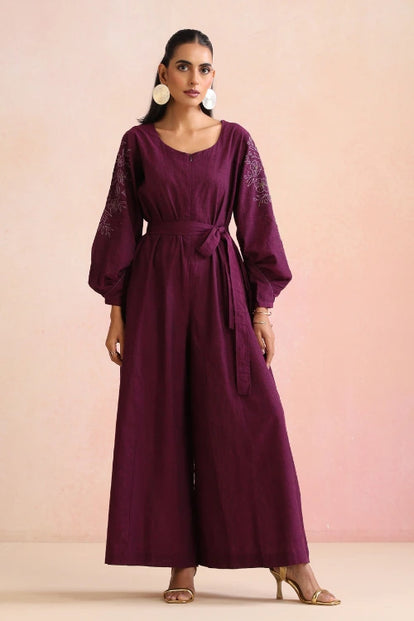 Okhai "Rhapsody" Hand Embroidery and Beadwork Pure Cotton Jumpsuit
