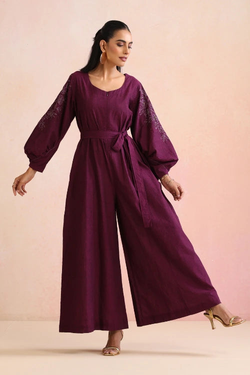 Okhai "Rhapsody" Hand Embroidery and Beadwork Pure Cotton Jumpsuit