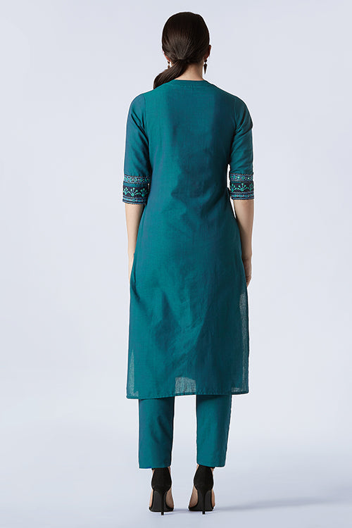 Okhai 'Laasya' Pure Cotton Embroidered Kurta-Pant Set | Relove