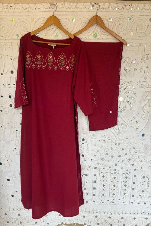 Okhai 'Darling' Embroidered Cotton Handloom Kurta-Pant Set | Rescue