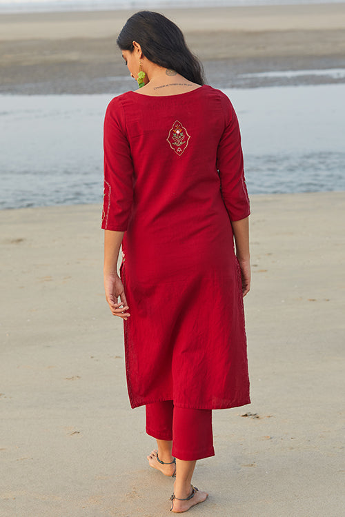 Okhai 'Darling' Embroidered Cotton Handloom Kurta-Pant Set | Rescue