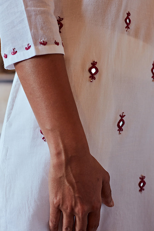 Okhai 'Glimmer' Hand Embroidered Mirror Work Pure Cotton Kurta Pant Set | Rescue