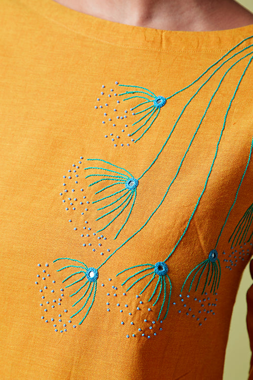 Okhai 'Harvest' Hand Embroidered Mirror Work Pure Cotton Kurta Pant Set
