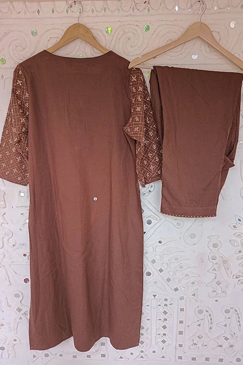 Okhai 'Auburn Glow' Hand Embroidered Bead Work Kurta Pant Set| Rescue