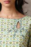 Okhai 'Ligrothism' Hand Block Printed Cotton Embroidered Mirror Work Kurta Pant Set | Relove
