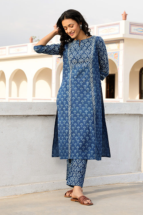 Jumble Mumble Block Printed Cotton Kurta Pant Set For Women Online