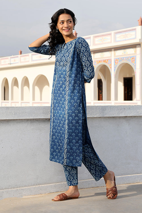 Okhai 'Jumble Mumble' Pure Cotton Hand Block Printed Kurta Pant Set