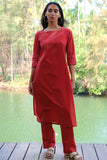 Coral Sea Embroidered Cotton Kurta Pant Set For Women Online
