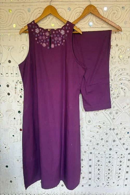Okhai 'Radiant' Pure Cotton Hand Embroidered Mirror Work Kurta Pant Set | Rescue