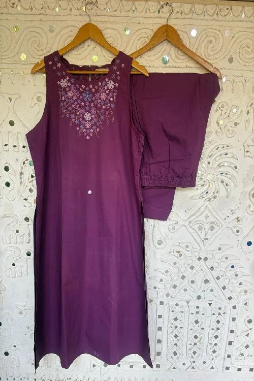 Okhai 'Radiant' Pure Cotton Hand Embroidered Mirror Work Kurta Pant Set | Rescue