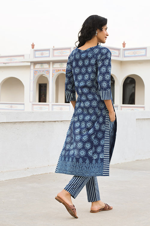 Okhai 'Olio beauty' Pure Cotton Hand Block Printed Kurta Pant Set