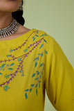 Okhai 'Sunshine' Pure Cotton Hand Embroidered Kurta Pant Set