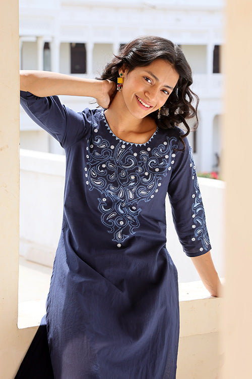 Okhai Mehfil Embroidered Cotton Kurta Pant Set For Women Online