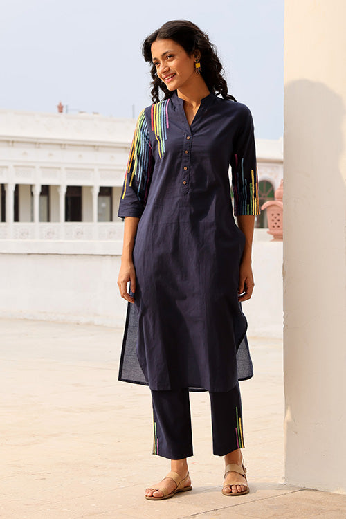 Okhai "Rangrez" Pure Cotton Hand Embroidered Kurta Pant set