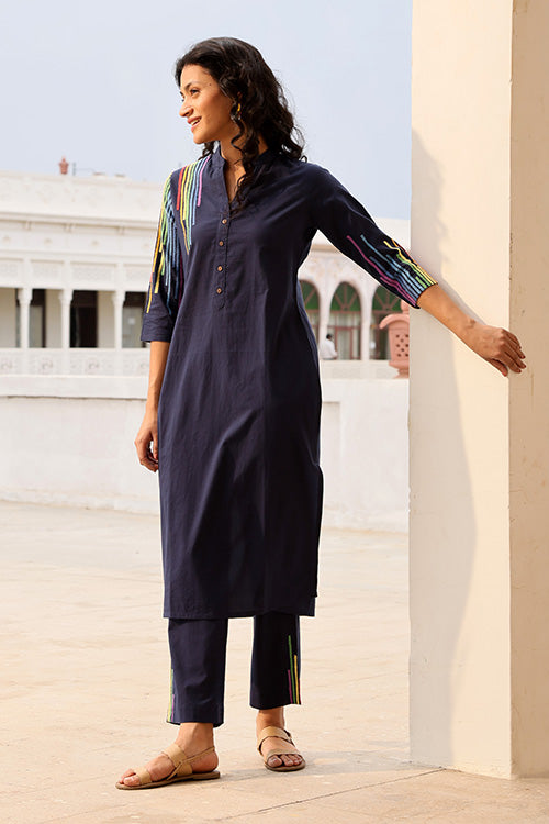 Okhai "Rangrez" Pure Cotton Hand Embroidered Kurta Pant set