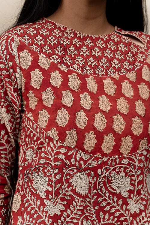 Okhai "Jamboree" Beadwork Handblock Printed Pure Cotton Kurta Pant Set