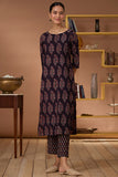 Floraison Blossom Printed Cotton Ajrakh Kurta Pant Set For Women Online