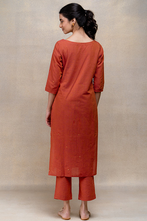 Okhai "Clementine" Mirrorwork Pure Cotton Kurta Pant Set