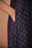 Okhai "Azure Prism" Handblock Printed Chanderi Silk Ajrakh Kurta Pant Set
