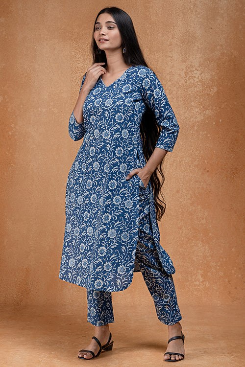 Okhai Bluejay Mirrorwork & Embroidered Kurta Pant Set For Women Online