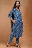 Okhai "Bluejay" Hand Embroidered and Mirrorwork Pure Cotton Kurta Pant Set