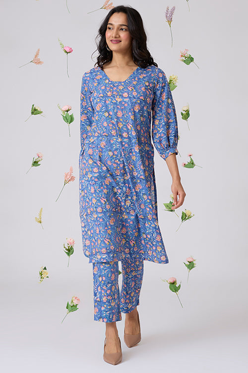 Okhai "Aabroo" Handblock Printed Pure Cotton Kurta Pant Set