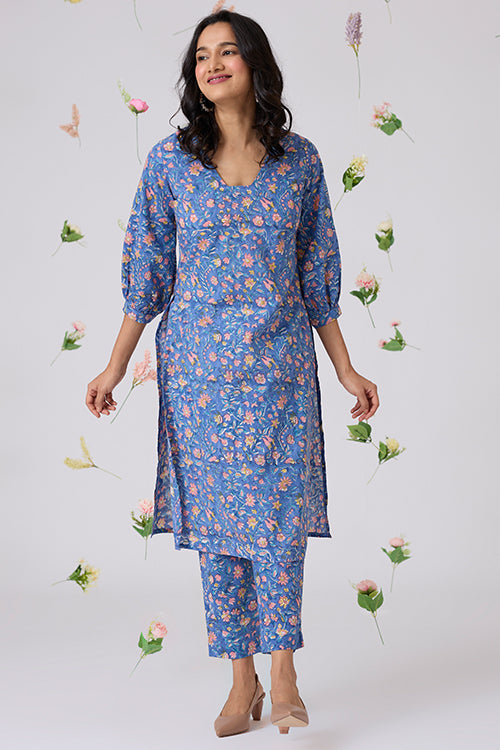 Okhai Aabroo Block Print Pure Cotton Kurta Pant Set For Women Online