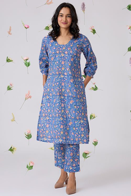 Okhai "Aabroo" Handblock Printed Pure Cotton Kurta Pant Set