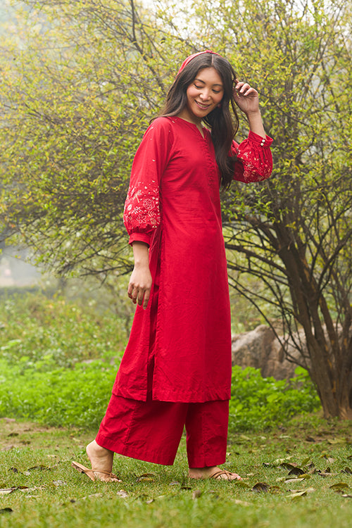 Okhai "Keepsake" Hand-Embroidered Pure Cotton Kurta Pant Set