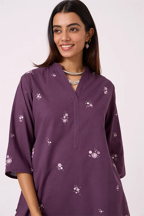 Okhai "Dusk Dreams" Hand-Embroidered Purple Pure Cotton Kurta Salwar Set