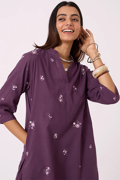 Okhai "Dusk Dreams" Hand-Embroidered Purple Pure Cotton Kurta Salwar Set