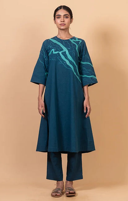 Okhai "Sundarbans" Hand Applique and Embroidery Pure Cotton Kurta Pant Set