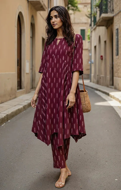 Okhai "Rhythmn" Pure Cotton Ikat Kurta Pant Set