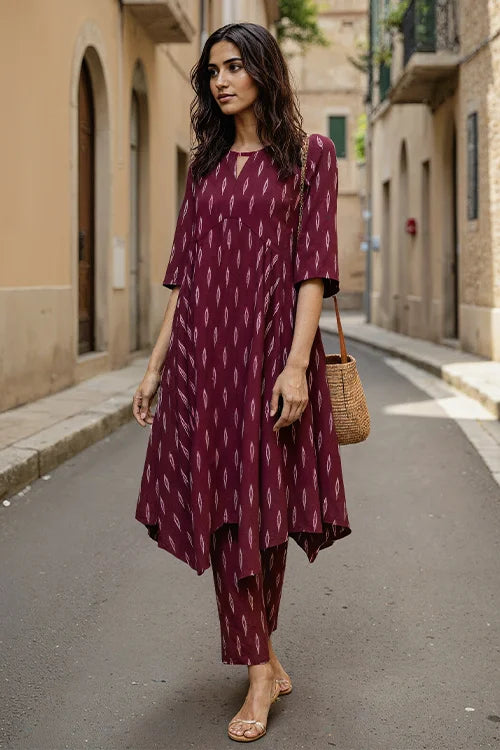 Okhai "Rhythmn" Pure Cotton Ikat Kurta Pant Set