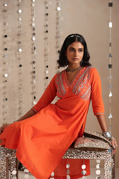 Okhai "Mehran" Hand-Embroidered Pure Cotton Kurta Pant Set