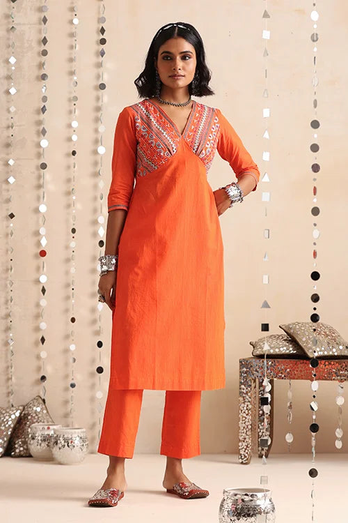 Okhai "Mehran" Hand-Embroidered Pure Cotton Kurta Pant Set