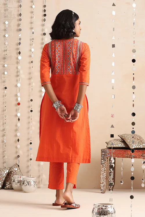 Okhai "Mehran" Hand-Embroidered Pure Cotton Kurta Pant Set