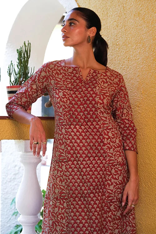 Okhai "Queen’s Gambit" Handblock Printed Pure Cotton Kurta Set