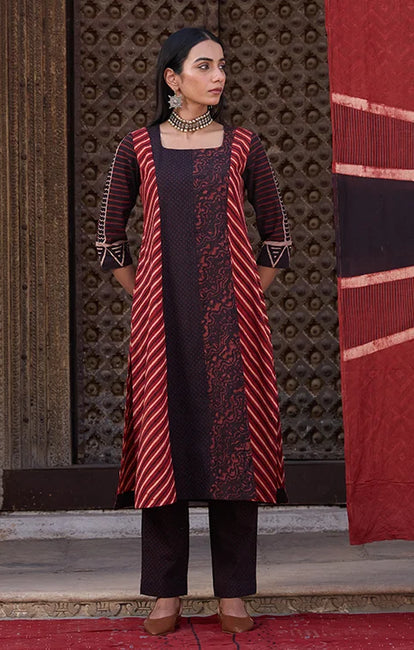 Okhai "Medallion" Cotton Ajrakh Kurta Pant Set