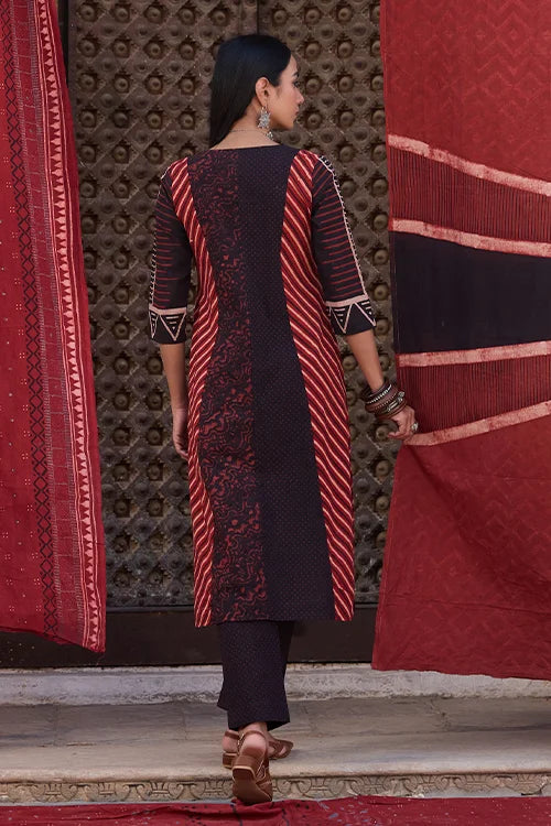 Okhai "Medallion" Cotton Ajrakh Kurta Pant Set