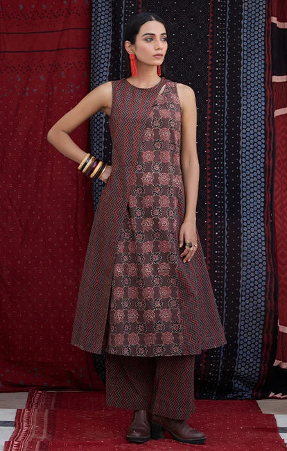 Okhai "Dabu" Cotton Ajrakh Kurta Pant Set