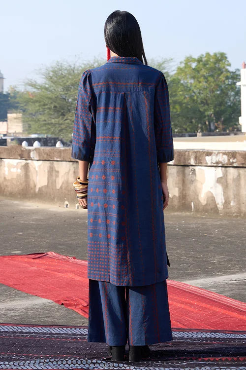 Okhai "Indigo Hush" Cotton Ajrakh Kurta Pant Set