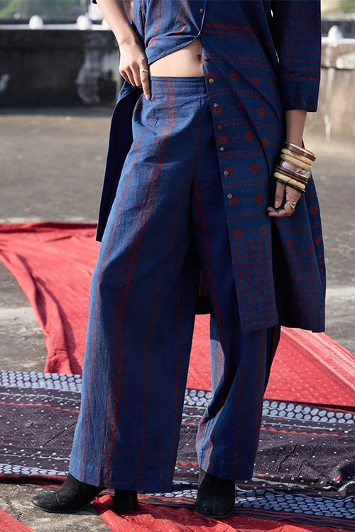 Okhai "Indigo Hush" Cotton Ajrakh Kurta Pant Set