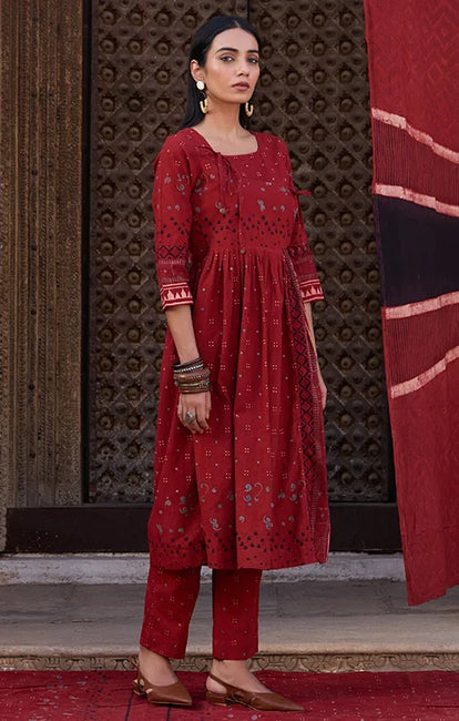 Okhai "Knotline" Cotton Ajrakh Kurta Pant Set